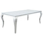Carone Rectangular Glass Top Dining Table White and Chrome 115081 Coaster FredCo