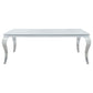 Carone Rectangular Glass Top Dining Table White and Chrome 115081 Coaster FredCo