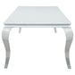Carone Rectangular Glass Top Dining Table White and Chrome 115081 Coaster FredCo