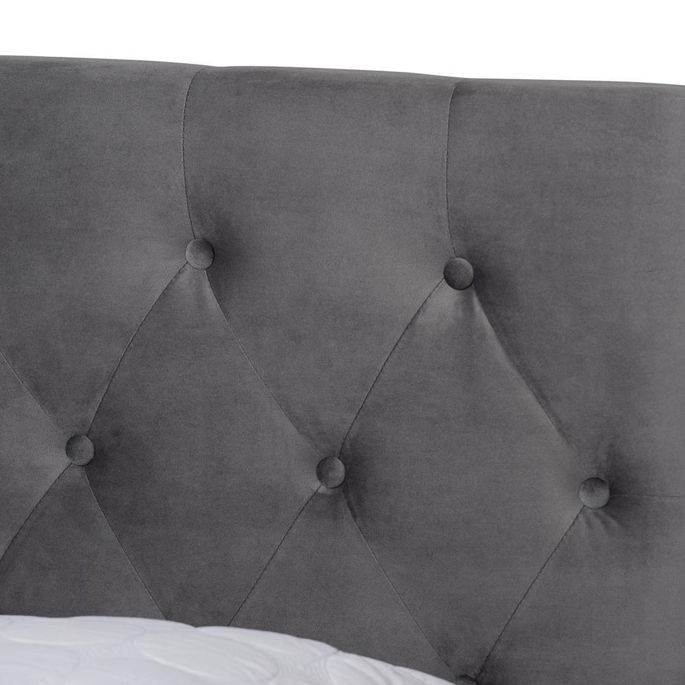 Caronia Modern and Contemporary Grey Velvet Fabric Upholstered 2-Drawer Queen Size Platform Storage Bed FredCo