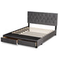 Caronia Modern and Contemporary Grey Velvet Fabric Upholstered 2-Drawer Queen Size Platform Storage Bed FredCo