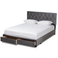 Caronia Modern and Contemporary Grey Velvet Fabric Upholstered 2-Drawer Queen Size Platform Storage Bed FredCo