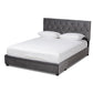 Caronia Modern and Contemporary Grey Velvet Fabric Upholstered 2-Drawer Queen Size Platform Storage Bed FredCo