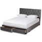 Caronia Modern and Contemporary Grey Velvet Fabric Upholstered 2-Drawer Queen Size Platform Storage Bed FredCo