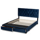 Caronia Modern and Contemporary Navy Blue Velvet Fabric Upholstered 2-Drawer Queen Size Platform Storage Bed FredCo