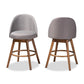 Carra Mid-Century Modern Grey Fabric Upholstered Walnut-Finished Wood Swivel Counter Stool (Set of 2) FredCo
