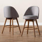 Carra Mid-Century Modern Grey Fabric Upholstered Walnut-Finished Wood Swivel Counter Stool (Set of 2) FredCo
