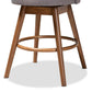 Carra Mid-Century Modern Grey Fabric Upholstered Walnut-Finished Wood Swivel Counter Stool (Set of 2) FredCo