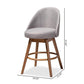 Carra Mid-Century Modern Grey Fabric Upholstered Walnut-Finished Wood Swivel Counter Stool (Set of 2) FredCo