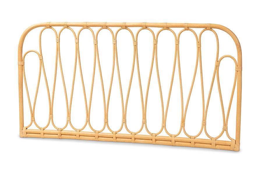 Carrick Modern Bohemian Natural Brown Rattan Queen Size Wall-mount Headboard FredCo