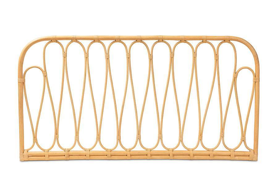 Carrick Modern Bohemian Natural Brown Rattan Queen Size Wall-mount Headboard FredCo
