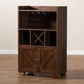 Carrie Transitional Farmhouse Walnut Brown Finished Wood Wine Storage Cabinet FredCo