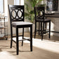 Carson Modern and Contemporary Grey Fabric Upholstered and Espresso Brown Finished Wood 2-Piece Bar Stool Set FredCo