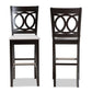 Carson Modern and Contemporary Grey Fabric Upholstered and Espresso Brown Finished Wood 2-Piece Bar Stool Set FredCo