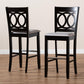 Carson Modern and Contemporary Grey Fabric Upholstered and Espresso Brown Finished Wood 2-Piece Bar Stool Set FredCo