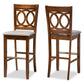 Carson Modern and Contemporary Grey Fabric Upholstered and Walnut Brown Finished Wood 2-Piece Bar Stool Set FredCo