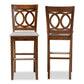 Carson Modern and Contemporary Grey Fabric Upholstered and Walnut Brown Finished Wood 2-Piece Bar Stool Set FredCo
