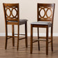 Carson Modern and Contemporary Grey Fabric Upholstered and Walnut Brown Finished Wood 2-Piece Bar Stool Set FredCo