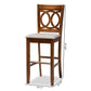 Carson Modern and Contemporary Grey Fabric Upholstered and Walnut Brown Finished Wood 2-Piece Bar Stool Set FredCo