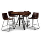 Carvell Rustic and Industrial Dark Brown Faux Leather Upholstered 5-Piece Pub Set FredCo