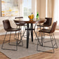 Carvell Rustic and Industrial Dark Brown Faux Leather Upholstered 5-Piece Pub Set FredCo