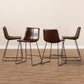 Carvell Rustic and Industrial Dark Brown Faux Leather Upholstered Pub Stool Set of 4 FredCo