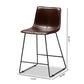 Carvell Rustic and Industrial Dark Brown Faux Leather Upholstered Pub Stool Set of 4 FredCo