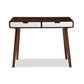 Casarano Mid-century Modern Dark Walnut and White Two-tone Finish 2-drawer Wood Home Office Writing Desk FredCo