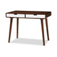 Casarano Mid-century Modern Dark Walnut and White Two-tone Finish 2-drawer Wood Home Office Writing Desk FredCo