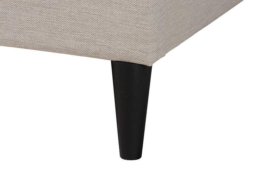 Casol Mid-Century Modern Transitional Beige Fabric Upholstered Full Size Platform Bed FredCo