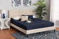 Casol Mid-Century Modern Transitional Beige Fabric Upholstered Queen Size Platform Bed FredCo