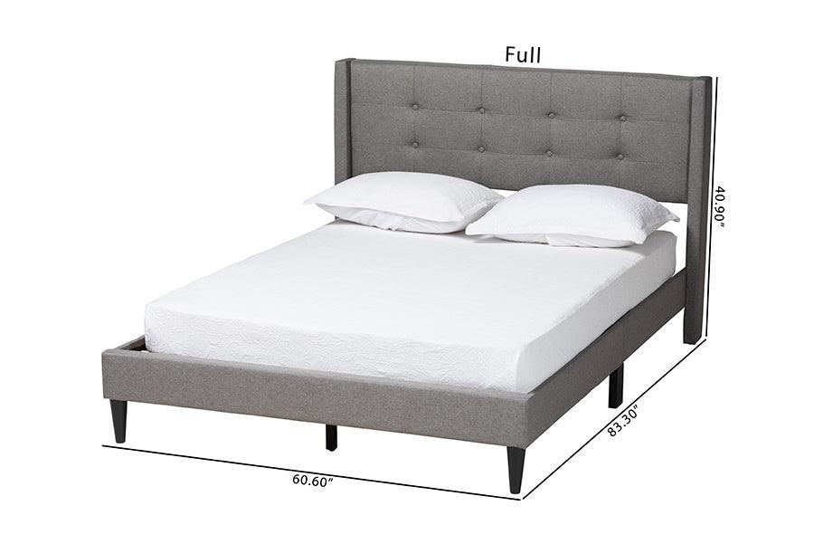 Casol Mid-Century Modern Transitional Grey Fabric Upholstered Full Size Platform Bed FredCo