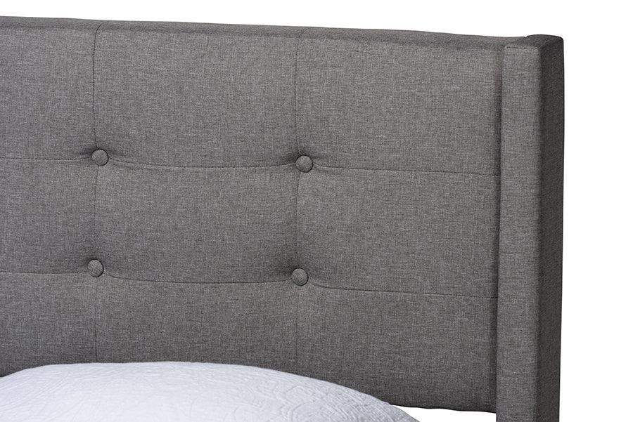 Casol Mid-Century Modern Transitional Grey Fabric Upholstered Full Size Platform Bed FredCo