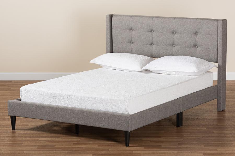 Casol Mid-Century Modern Transitional Grey Fabric Upholstered Full Size Platform Bed FredCo