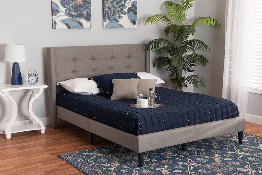Casol Mid-Century Modern Transitional Grey Fabric Upholstered Full Size Platform Bed FredCo