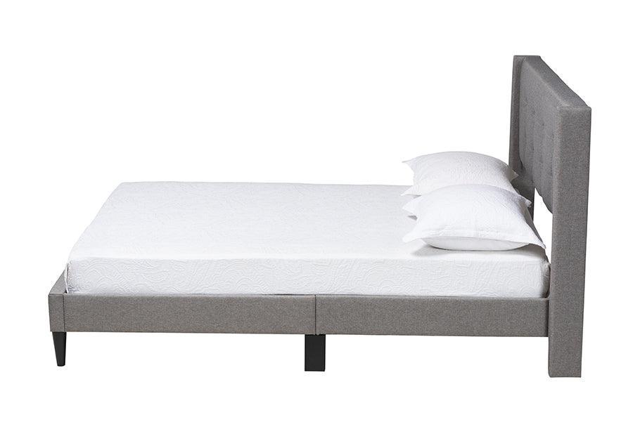 Casol Mid-Century Modern Transitional Grey Fabric Upholstered Queen Size Platform Bed FredCo