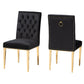 Caspera Contemporary Glam and Luxe Black Velvet Fabric and Gold Metal 2-Piece Dining Chair Set FredCo