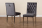 Caspera Contemporary Glam and Luxe Grey Velvet Fabric and Silver Metal 2-Piece Dining Chair Set FredCo