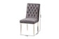 Caspera Contemporary Glam and Luxe Grey Velvet Fabric and Silver Metal 2-Piece Dining Chair Set FredCo