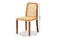 Caspia Mid-Century Modern Walnut Brown Finished Wood and Natural Rattan 2-Piece Dining Chair Set FredCo