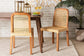 Caspia Mid-Century Modern Walnut Brown Finished Wood and Natural Rattan 2-Piece Dining Chair Set FredCo
