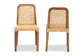 Caspia Mid-Century Modern Walnut Brown Finished Wood and Natural Rattan 2-Piece Dining Chair Set FredCo