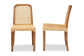 Caspia Mid-Century Modern Walnut Brown Finished Wood and Natural Rattan 2-Piece Dining Chair Set FredCo