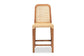 Caspia Mid-Century Modern Walnut Brown Finished Wood and Natural Rattan Counter Stool FredCo