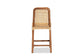 Caspia Mid-Century Modern Walnut Brown Finished Wood and Natural Rattan Counter Stool FredCo