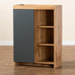Caspian Modern and Contemporary Two-Tone Grey and Oak Brown Finished Wood Shoe Cabinet FredCo