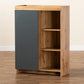 Caspian Modern and Contemporary Two-Tone Grey and Oak Brown Finished Wood Shoe Cabinet FredCo