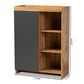 Caspian Modern and Contemporary Two-Tone Grey and Oak Brown Finished Wood Shoe Cabinet FredCo
