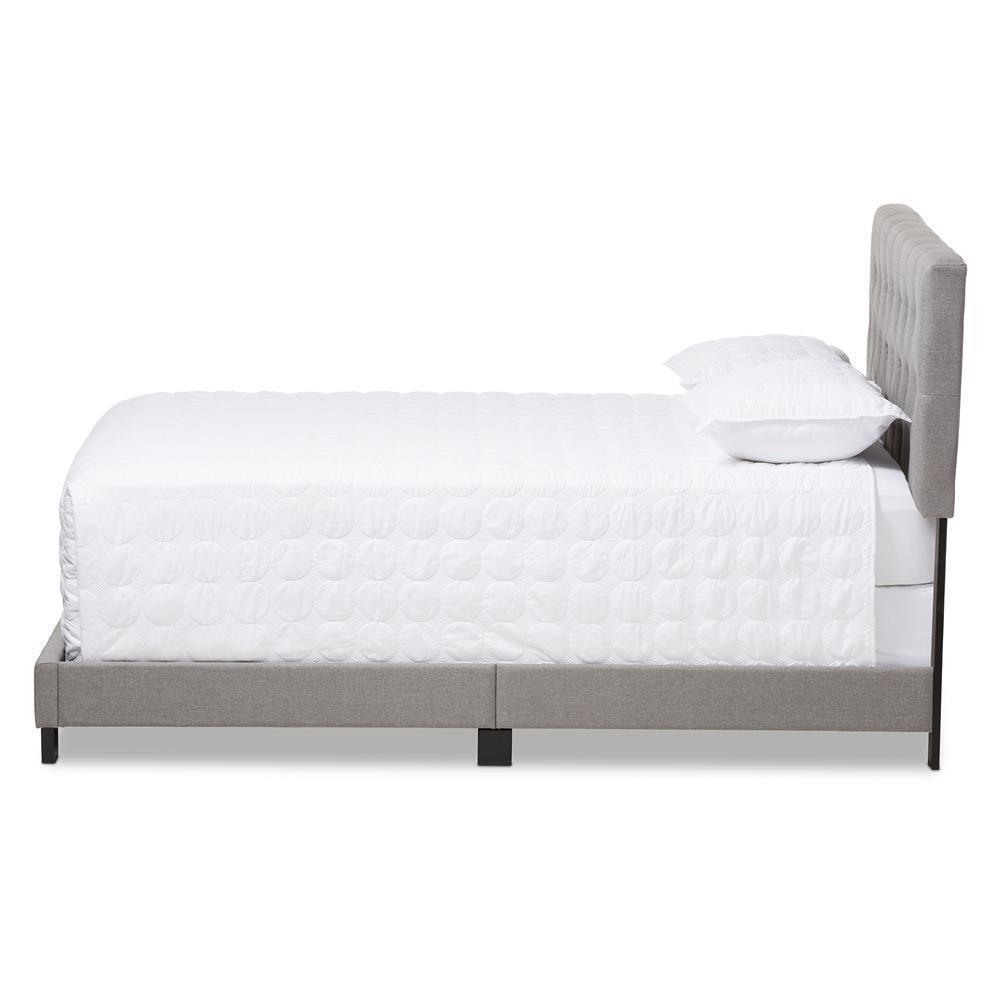 Cassandra Modern and Contemporary Light Grey Fabric Upholstered Queen Size Bed FredCo