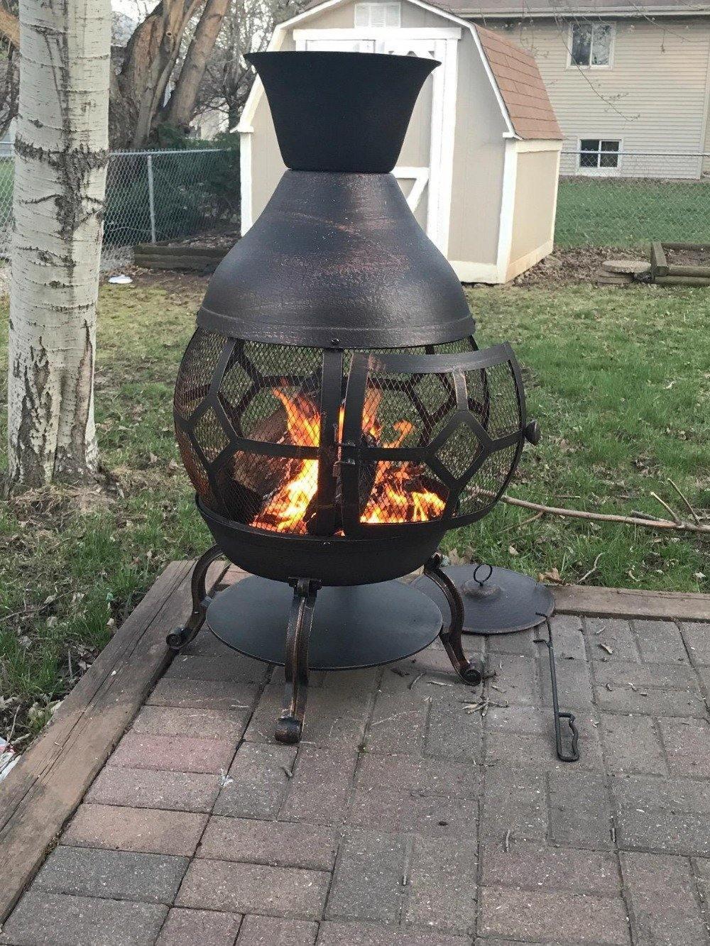 Cast Iron Chiminea, Antique Bronze with Poker - FredCo FredCo